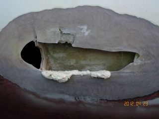 Fibreglass hull damage Fibreglass hull damage