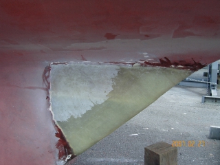 Keel damage reglassed Keel damage reglassed