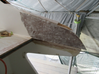 Rot repair flybridge corner Rot repair flybridge corner